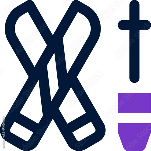 ski duotone icon. Sleek and modern vector icon for websites, mobile apps, marketing materials, and corporate design. Fully scalable and ready to use.