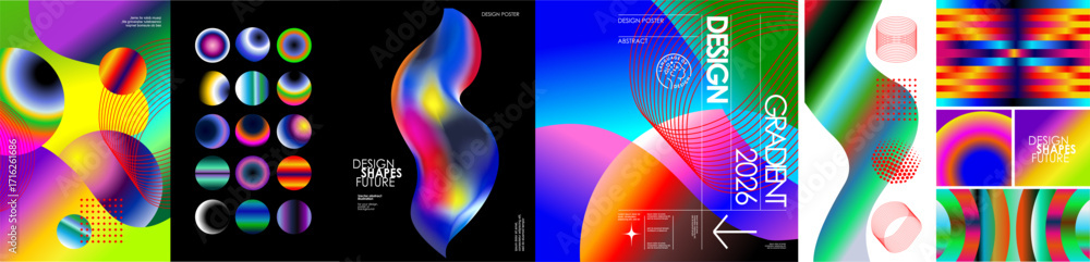 custom made wallpaper toronto digitalAbstract gradient background with fluid shapes, modern vector design, pattern, spheres, future, space, collage, holographic waves, trendy digital art for poster, web, and futuristic branding.