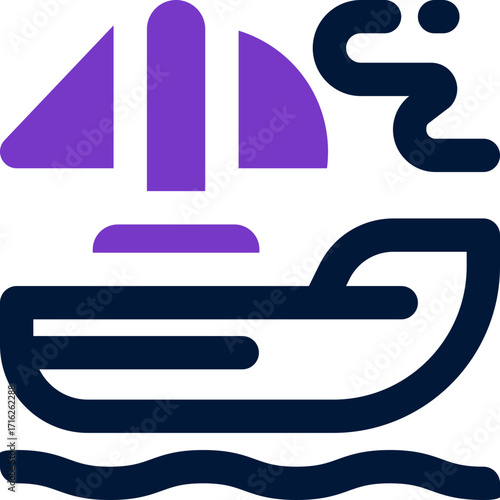 sailboat duotone icon. Sleek and modern vector icon for websites, mobile apps, marketing materials, and corporate design. Fully scalable and ready to use.