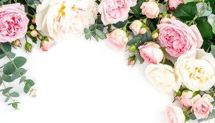 Delicate pastel flowers arranged in a corner border