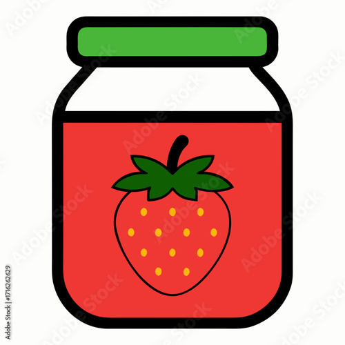 Strawberry jam jar  vector illustration 
