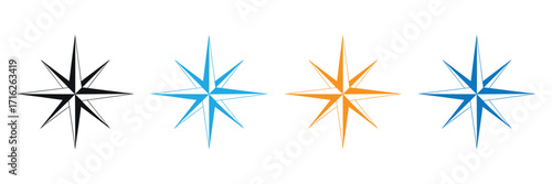 Dynamic compass rose illustrations offer a variety of colorful design choices. Ideal for travel, adventure, and wayfinding projects. Perfect for logos, branding, and visual communication needs. Add a 