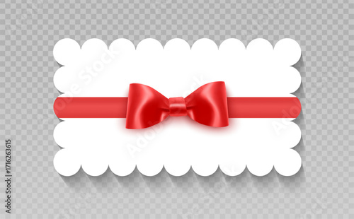 Gift Card or Gift voucher with Red Ribbon and Bow Vector format