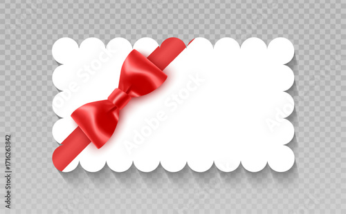 Gift Card or Gift voucher with Red Ribbon and Bow Vector format