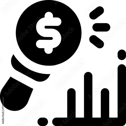 financial analytics glyph icon. Strong and solid vector icon for websites, mobile interfaces, presentations, and visual branding. High quality and easy to edit.