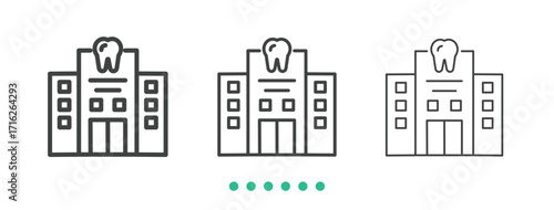 Dental hospital icon. Thin line icon vector