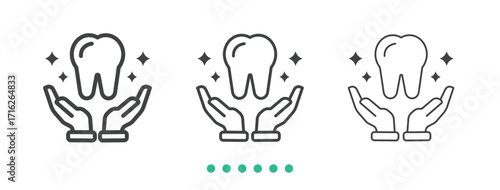 Dental care icon. Thin line icon vector