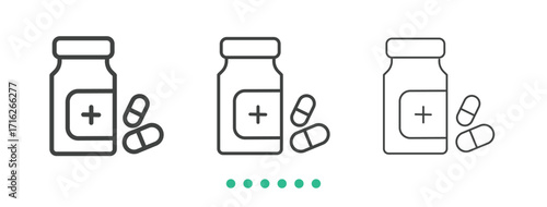 Pills icon. Thin line icon vector