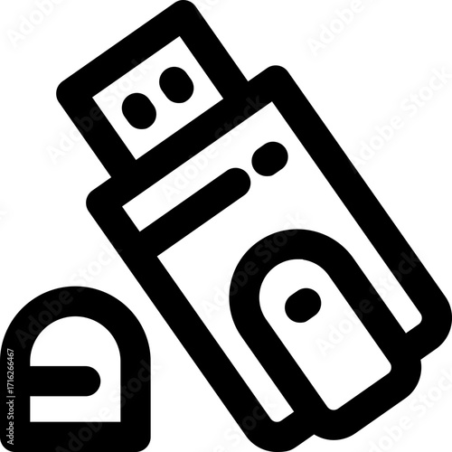 usb drive line icon. Clean and minimalist vector icon for websites, mobile apps, presentations, and logos. Fully scalable and customizable for any project.