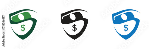 Dynamic symbol of financial protection. The shield with a dollar sign inside represents wealth and security. Perfect for banking, insurance, and investment visuals.