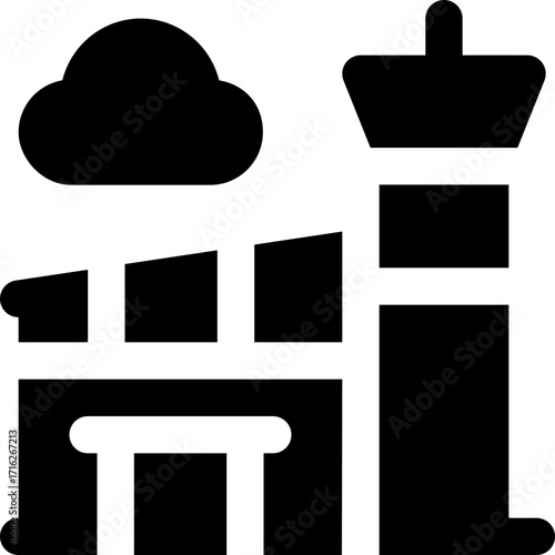 airport glyph icon. Strong and solid vector icon for websites, mobile interfaces, presentations, and visual branding. High quality and easy to edit.