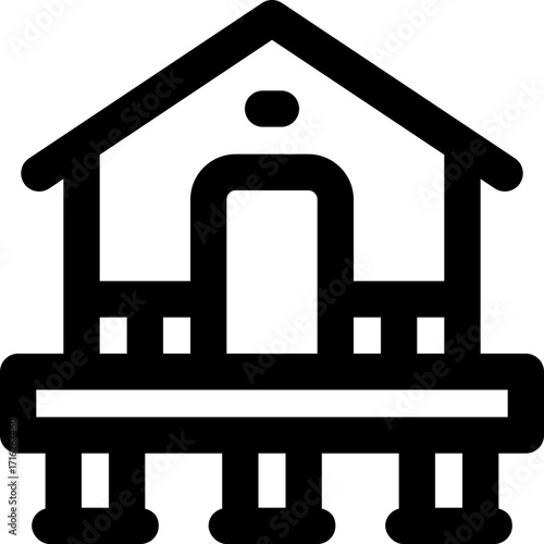 bungalow line icon. Clean and minimalist vector icon for websites, mobile apps, presentations, and logos. Fully scalable and customizable for any project.