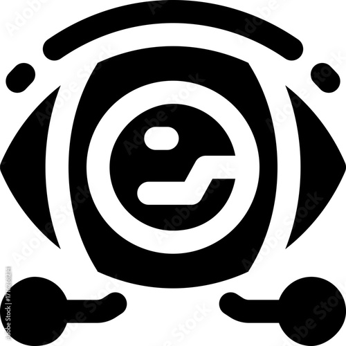 robotic eye glyph icon. Strong and solid vector icon for websites, mobile interfaces, presentations, and visual branding. High quality and easy to edit.