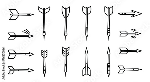 Collection of hand drawn arrows and darts in sketchy style for design elements vector