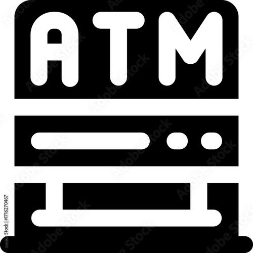 atm glyph icon. Strong and solid vector icon for websites, mobile interfaces, presentations, and visual branding. High quality and easy to edit.