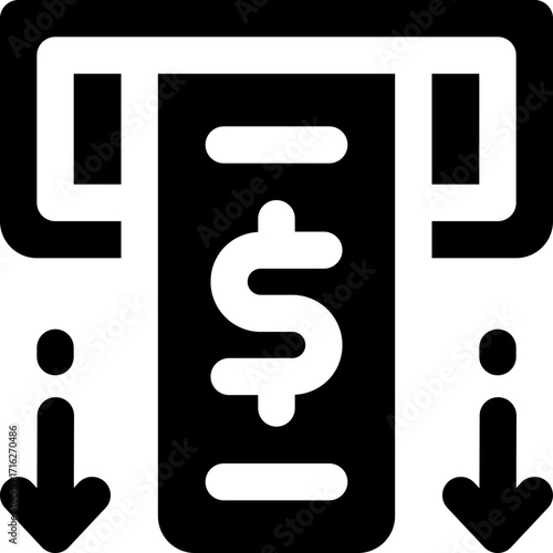 withdrawal glyph icon. Strong and solid vector icon for websites, mobile interfaces, presentations, and visual branding. High quality and easy to edit.