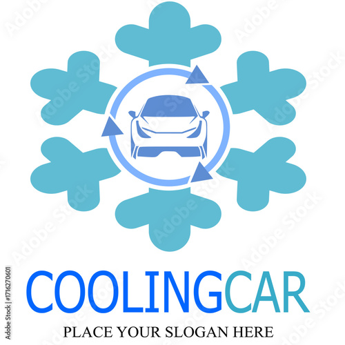 Cooling car vector logo template. This design use car and snow symbol. Suitable for automotive.