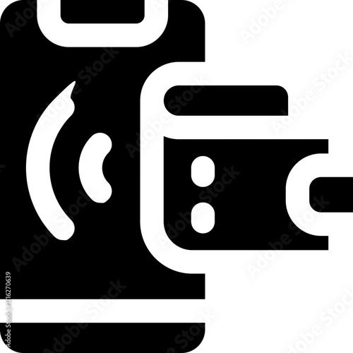 digital wallet glyph icon. Strong and solid vector icon for websites, mobile interfaces, presentations, and visual branding. High quality and easy to edit.