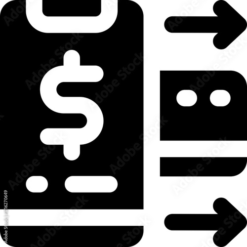 mobile banking glyph icon. Strong and solid vector icon for websites, mobile interfaces, presentations, and visual branding. High quality and easy to edit.