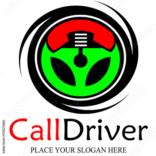Call driver vector logo template. This design use telephone symbol. Suitable for transportation.