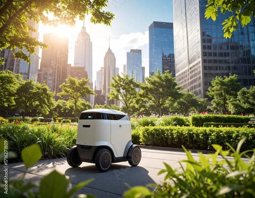 Autonomous delivery robot in urban park