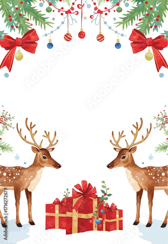 christmas card with reindeer