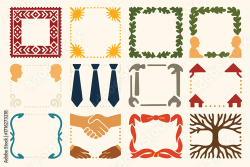 North Macedonia Father's Day Decorative Frame Set with Cultural Symbols