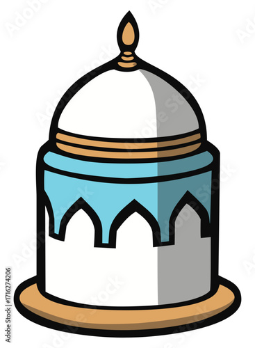 Cute white mosque. Editable color vector
