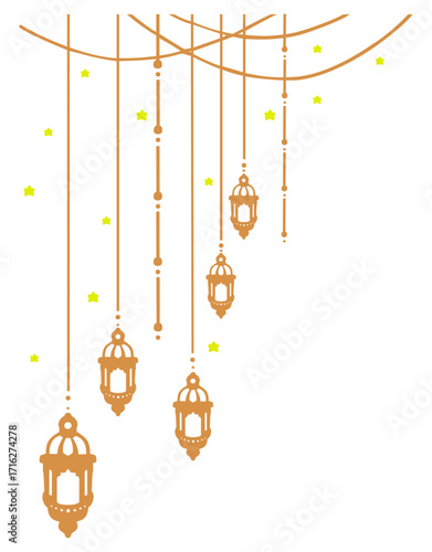 Islamic lantern Ramadan decoration. Fanous. Editable color vector