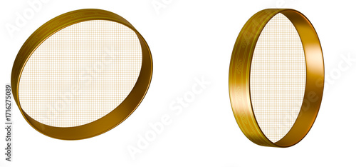 Cuadro en lienzo Golden metallic chalni traditional round kitchen sieve for cooking and festivals