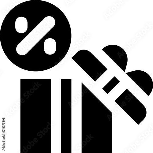 discount glyph icon. Strong and solid vector icon for websites, mobile interfaces, presentations, and visual branding. High quality and easy to edit.