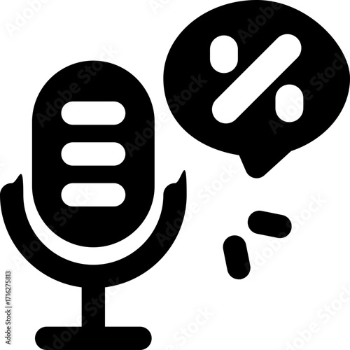 microphone glyph icon. Strong and solid vector icon for websites, mobile interfaces, presentations, and visual branding. High quality and easy to edit.