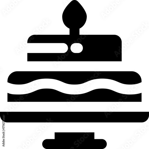 cake glyph icon. Strong and solid vector icon for websites, mobile interfaces, presentations, and visual branding. High quality and easy to edit.