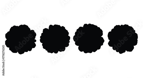 Four black fuzzy organic shape textures isolated on artistic elements vector