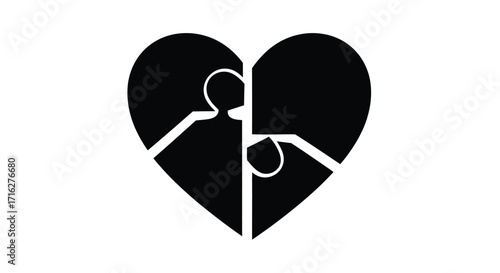Interlocking heart puzzle pieces symbolizing love connection and unity vector