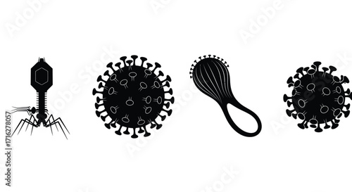 Microscopic organisms bacteriophage virus mold and bacteria cell shapes collection vector
