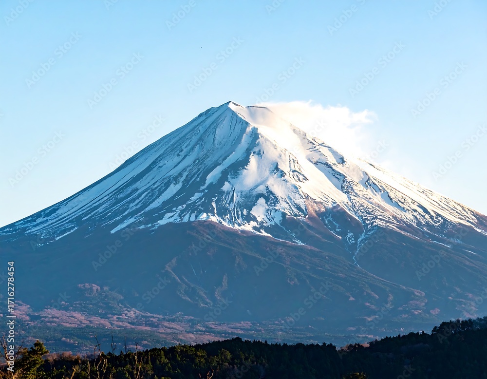Fototapeta premium Snowy mountain peak, clear sky
