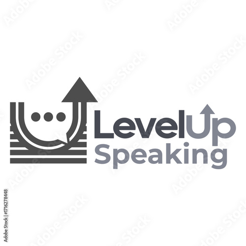 level up speaking flat minimalist logo design