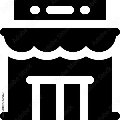 shop glyph icon. Strong and solid vector icon for websites, mobile interfaces, presentations, and visual branding. High quality and easy to edit.