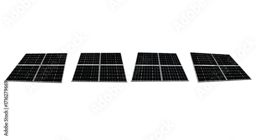 Arrangement of four modern solar panels generating clean renewable energy for sustainable power generation vector