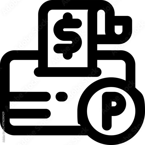 parking fee line icon. Clean and minimalist vector icon for websites, mobile apps, presentations, and logos. Fully scalable and customizable for any project.