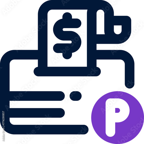 parking fee duotone icon. Sleek and modern vector icon for websites, mobile apps, marketing materials, and corporate design. Fully scalable and ready to use.