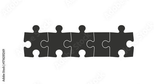 Teamwork and connectivity united puzzle pieces connecting in sequence symbolic concept vector