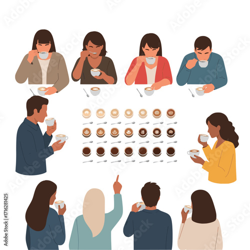 Coffee Tasting and Comparison A Diverse Group Assessing Various Brews and Flavors