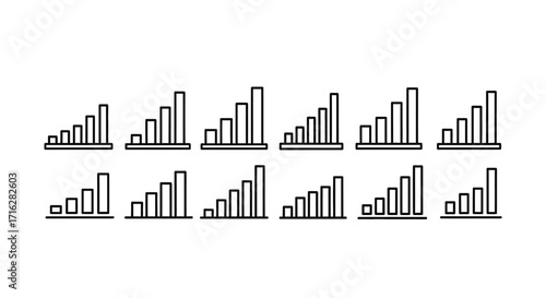 Signal strength bars icons representing connectivity and data transmission quality vector