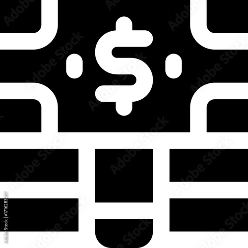 cash glyph icon. Strong and solid vector icon for websites, mobile interfaces, presentations, and visual branding. High quality and easy to edit.