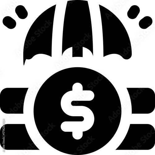 financial insurance glyph icon. Strong and solid vector icon for websites, mobile interfaces, presentations, and visual branding. High quality and easy to edit.