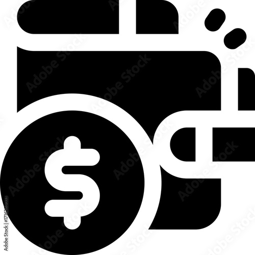 cashless glyph icon. Strong and solid vector icon for websites, mobile interfaces, presentations, and visual branding. High quality and easy to edit.