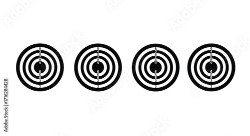 Four concentric circle targets showing goal achievement precision and focus in abstract design vector