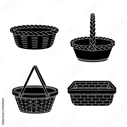 wicker basket vector illustration